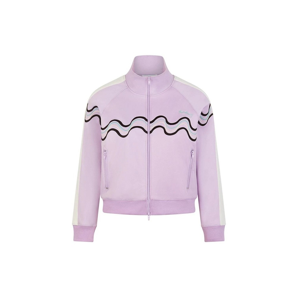 House of Sunny No Doubt Tracksuit Jacket Purple Brown Wave Embroidered Zip Up‎